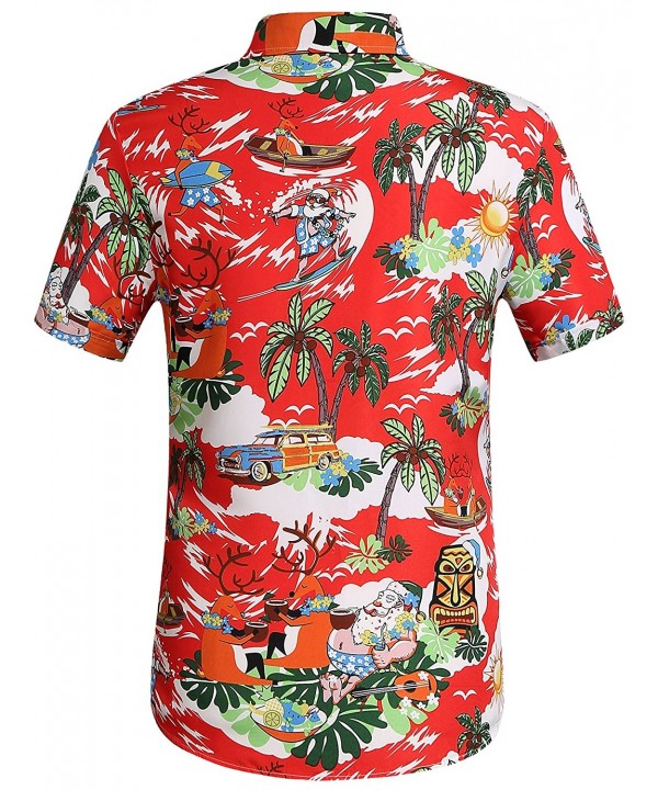 Men's Christmas Santa Claus Party Casual Hawaiian Aloha Tropical Shirt ...