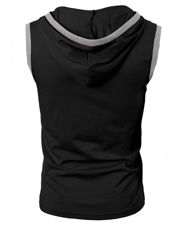 Mens Workout Hooded Tank Tops Sleeveless Gym Shirts With Kangaroo