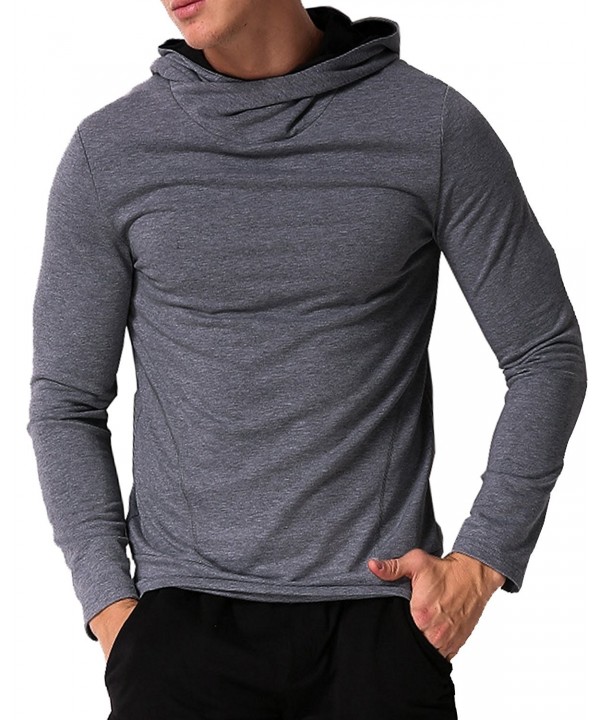 Men's Long Sleeve Hooded T Shirts Cotton Tee Tops Hoodies Sweatshirts ...