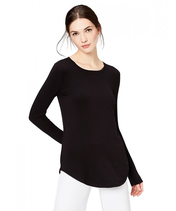 Women's Supersoft Terry Long-Sleeve Shirt With Shirttail Hem - Black ...