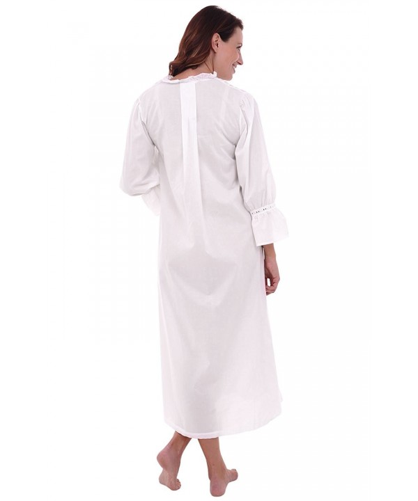 Alexander Del Rossa Womens Romeo and Juliet Cotton Nightgown, Bell Sleeve  Victorian Sleepwear, Large White (A0522WHTLG)