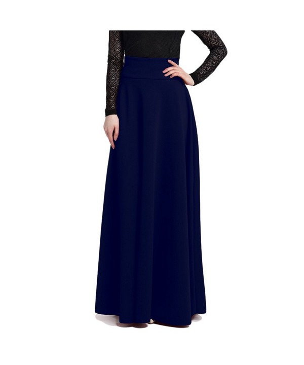 Women Maxi Long Elegant Skirts - Black - CP12F9O1SQD
