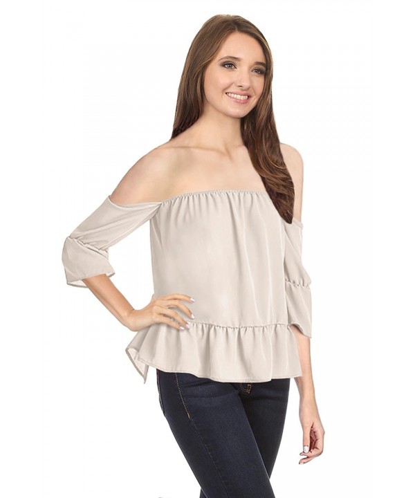 Womens Strapless Loose Off Shoulder Long Sleeve Chiffon Shirt Blouse ...