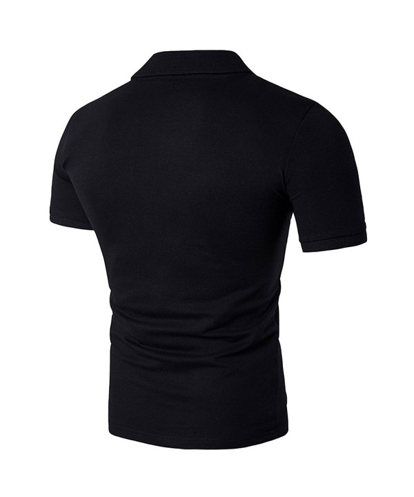 Men's Artistic Flower Embroidery Short Sleeve Polo T Shirt - B79-black ...