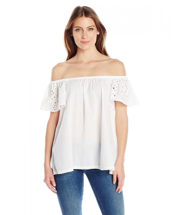 Women's Off Shoulder Eyelet Top - White - CY17Y036M5A