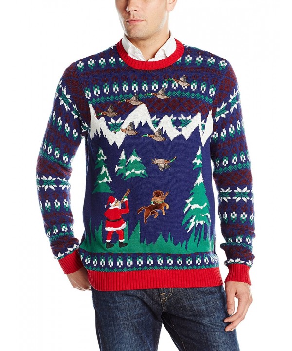 Men's Spit Roast Reindeer Ugly Christmas Sweater - Blue - CD124BXDIEX