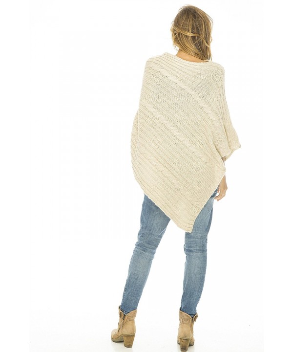 Back From Bali Womens Cable Knit Poncho Sweater Cape Boho Soft Casual