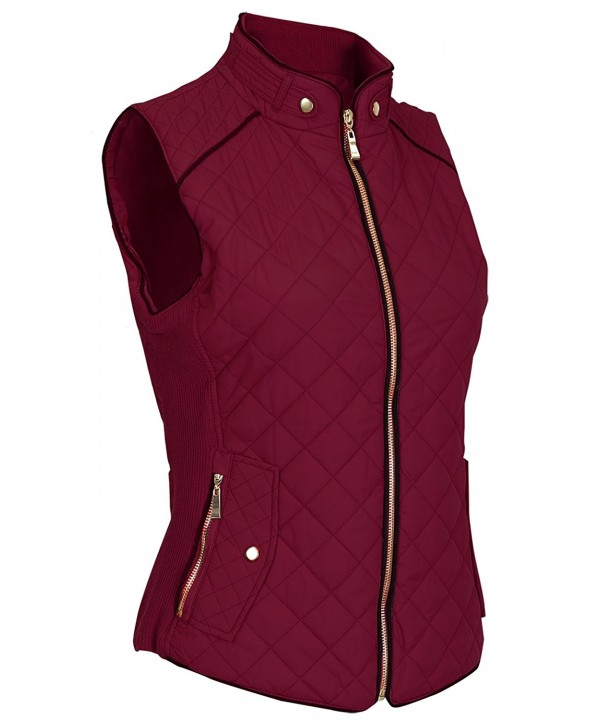 Women's Light Weight Zip up Front Quilted Padded Vest W Pockets S To ...