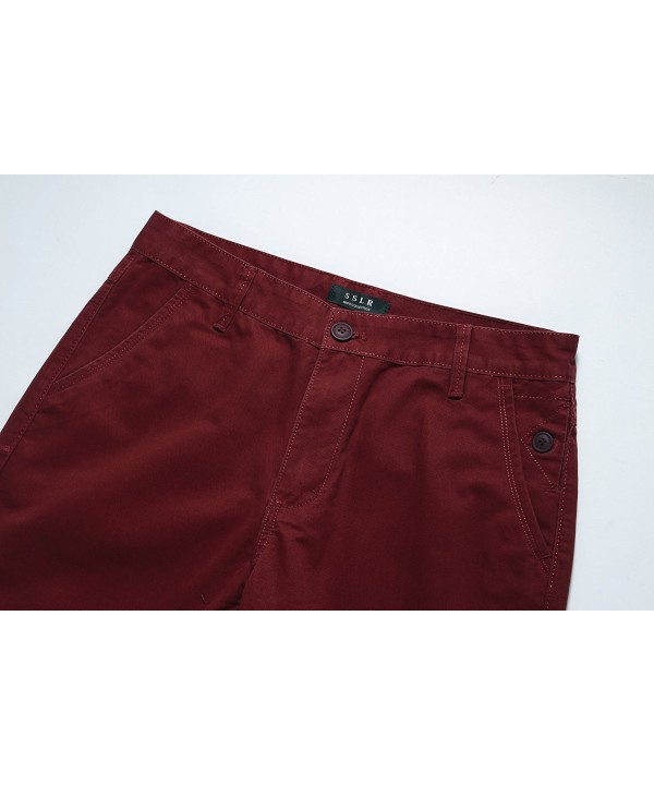 Men's Solid Modern Slim Fit Straight Leg Casual Pants - Red - CQ1282QGXGF