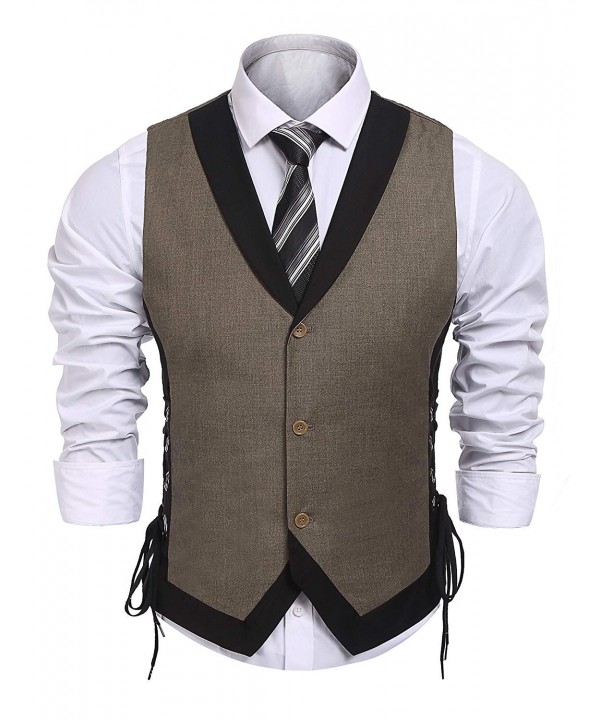 Men's Vintage Slim Fit Business Dress Suit Button Down Vest Waistcoat ...