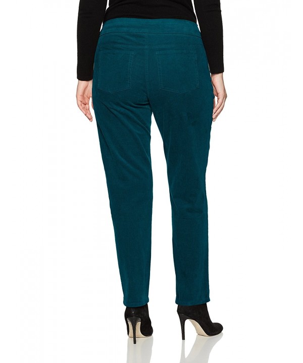 Women's Plus Size Wide Band Solid Pull On Cord Jean - Peacock - CU183N6HETY