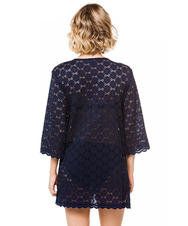 J Valdi Women S Crochets Kurta Circle Lace Tunic Swim Cover Up Navy Cd Ndwi Ac