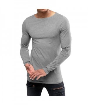 OA Men's Extreme Muscle Fit Long Sleeve T-Shirt With Boat Neck - Grey ...