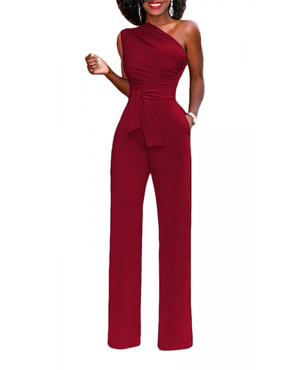 Womens Jumpsuits Rompers Formal - Wine Red - CE18CG98SHD