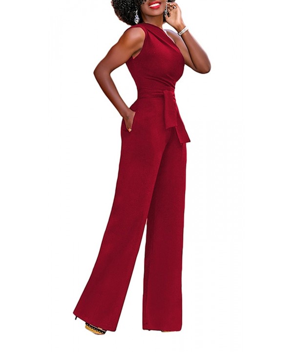 Womens Jumpsuits Rompers Formal - Wine Red - CE18CG98SHD