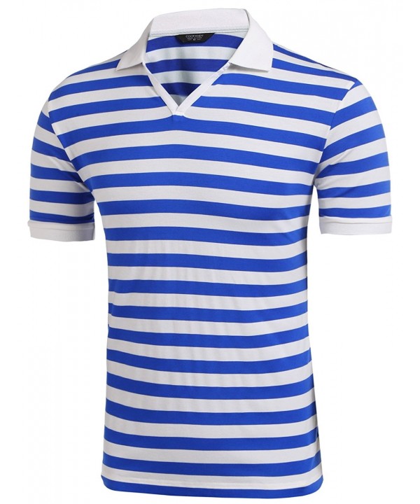 mens blue and white striped polo shirt