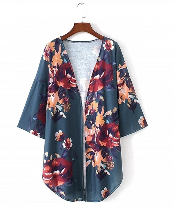 Women Casual Floral Print Spring Fall Open Front Blouse Cardigan ...