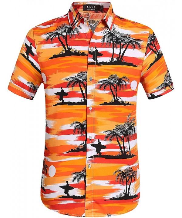 Men's Hawaiian Shirt With Coconut Tree Print Aloha Holiday - Orange ...