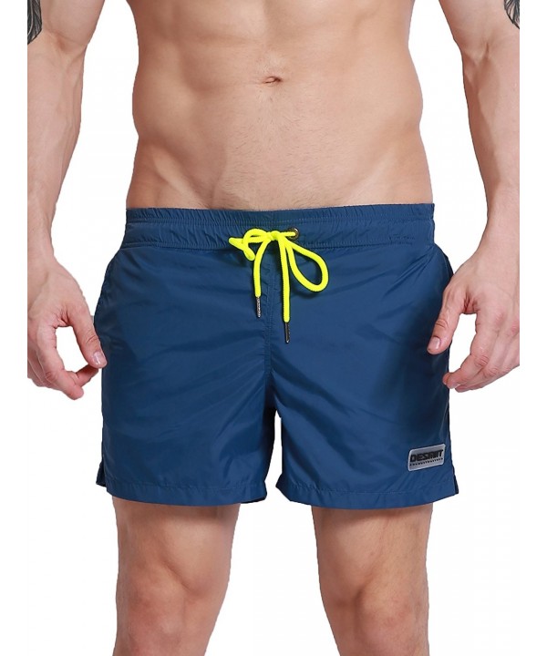 Mens Striped Board Shorts Quick Dry With Mesh Liner and Pockets - Navy ...