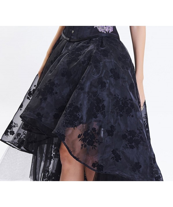 Womens Black Floral Lace Asymmetrical Victoria Gothic Long Maxi Skirt For Party C8183lhwn88 8290