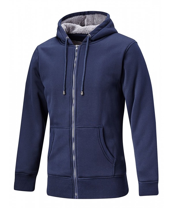 Men's Premium Fleece Full Zip Hoodie Hooded Sweatshirt - Navy Blue ...