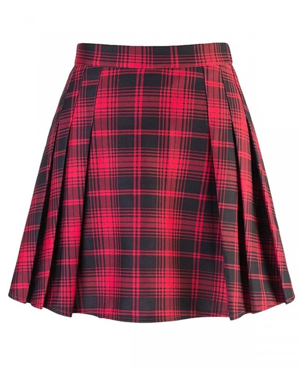 Women's Plaid Skirt - Red \u0026 Black 