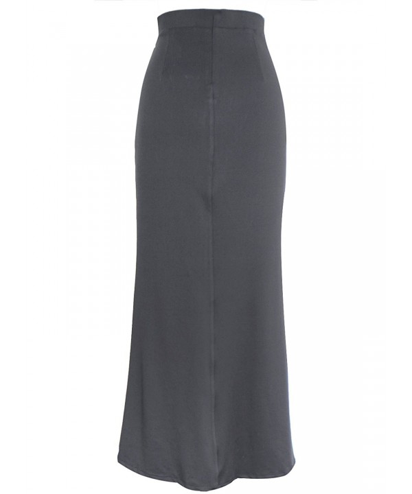 Womens Summer Ruched High Waist Slit Casual Beach Long Skirt - Grey ...