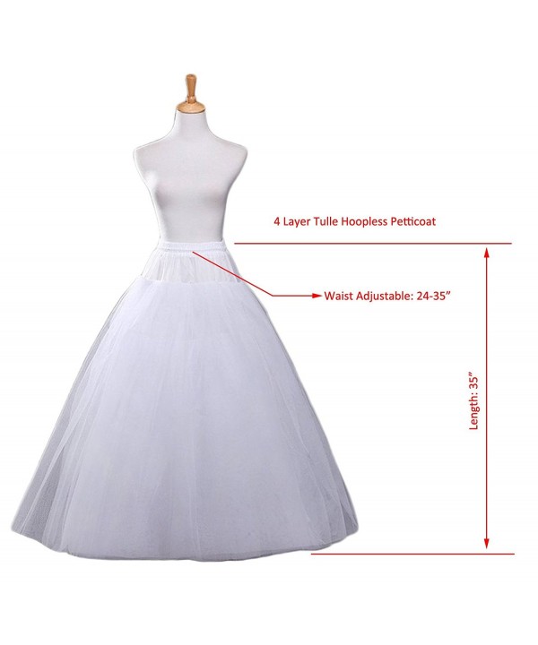 A-line Hoopless Petticoat Crinoline Underskirt Slips for Bridal Wedding Dress - C017YT43TDC