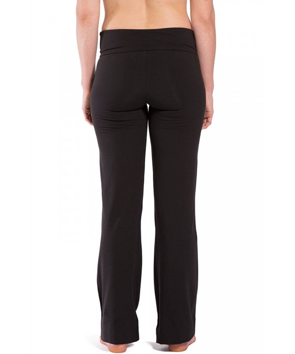 Women's Ecofabric Fold Over Yoga Pant- Bootleg Athletic Pant - Black ...