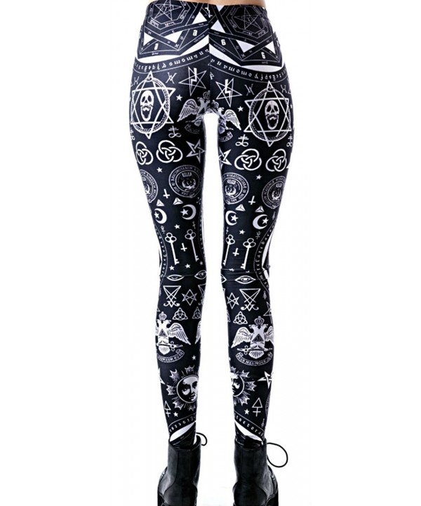 Occult Pentagram Illuminati Gothic Death Metal Leggings Pants - C91206FQQFD