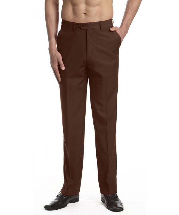 Men's Dress Pants Trousers Flat Front Slacks CHOCOLATE BROWN Color ...