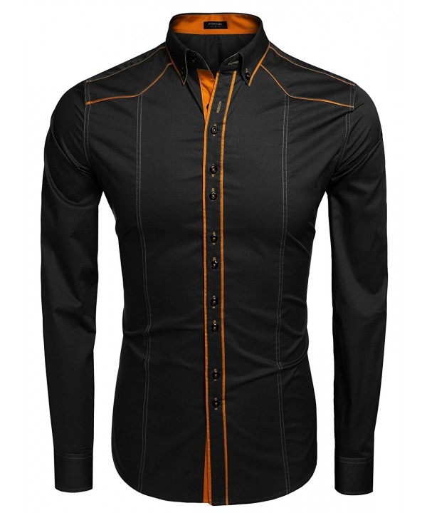 Men's Fashion Slim Fit Button Down Dress Shirt Long Sleeve Casual Shirt ...